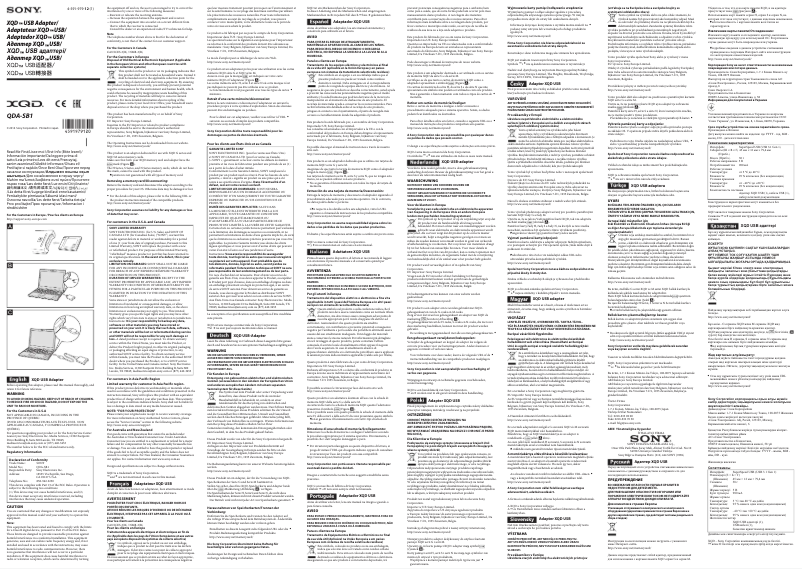Page n°1 - Manuel utilisateur Sony QDA-SB1
