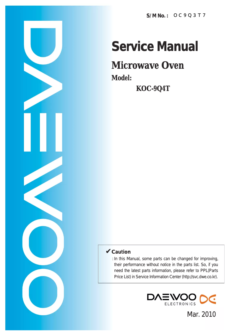 Page 1 de la notice Manuel utilisateur Daewoo KOC-9Q4T