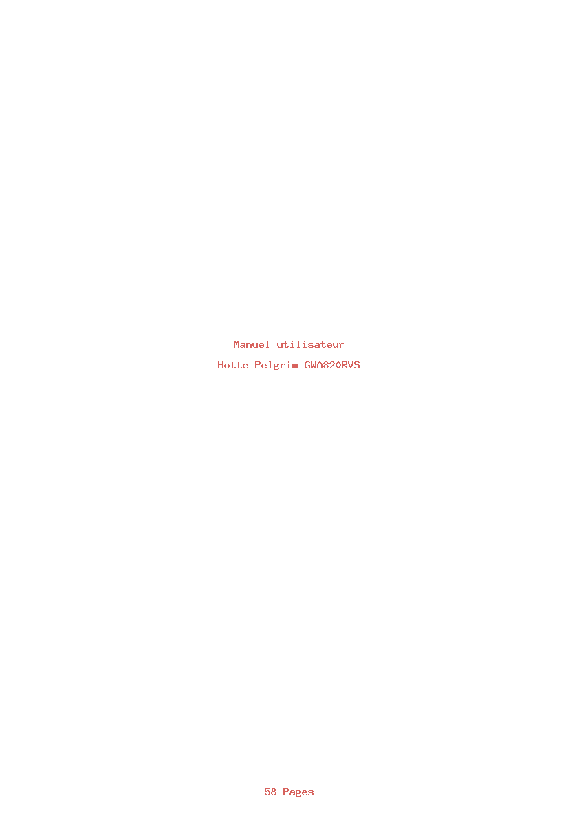 Page 1 de la notice Manuel utilisateur Pelgrim GWA820RVS