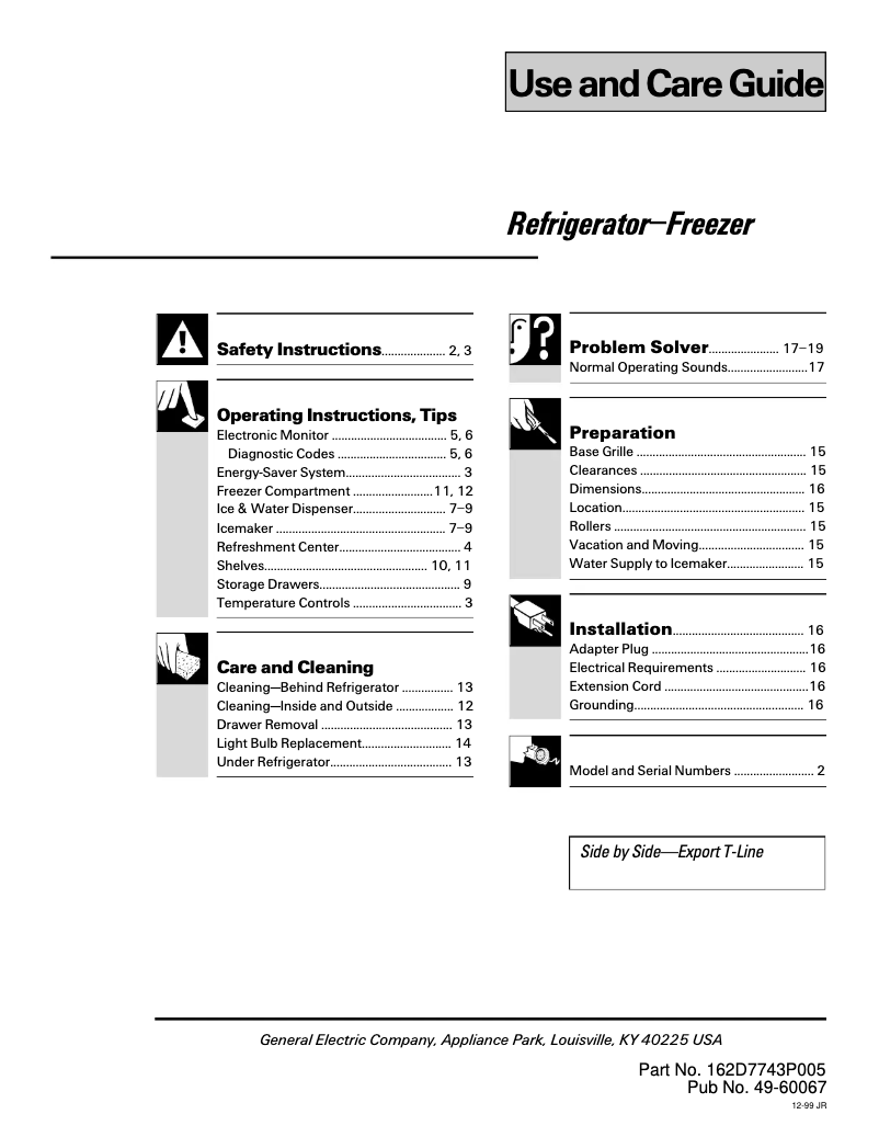 Page n°1 - Manuel utilisateur GE Profile TFT22PRDWW