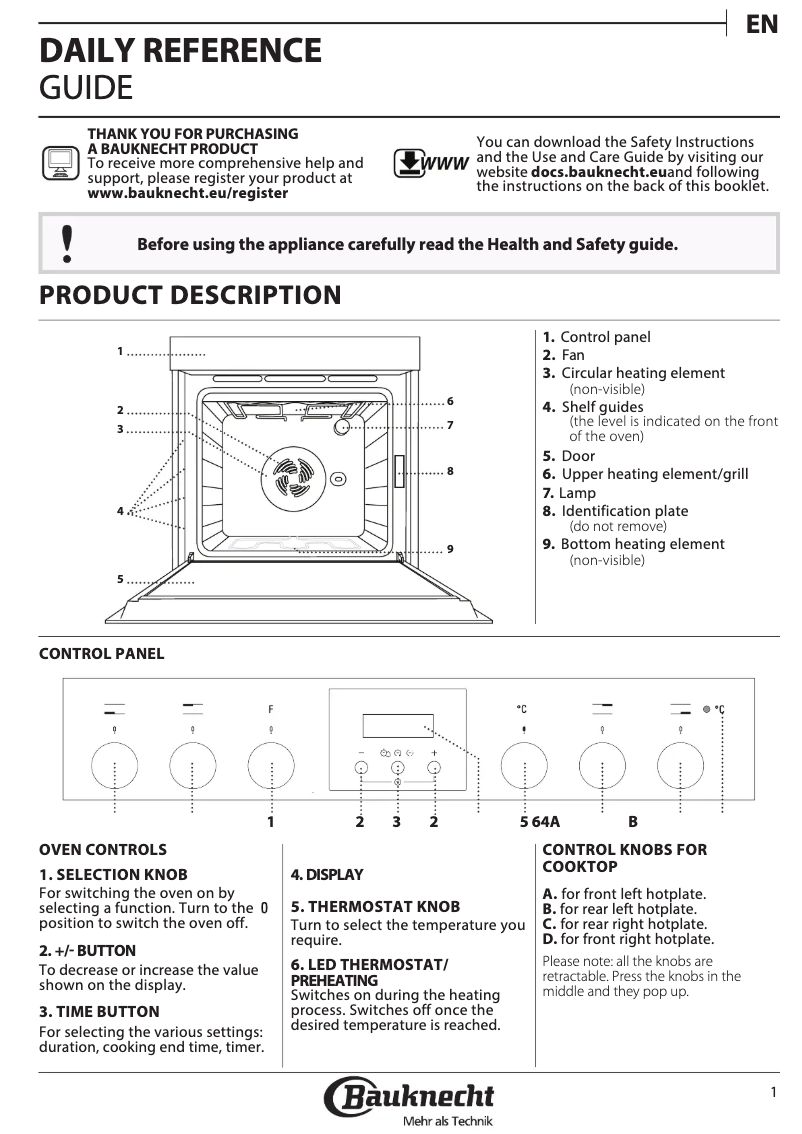 Page 1 of the manual User Manual Bauknecht HVK3 KH8V IN