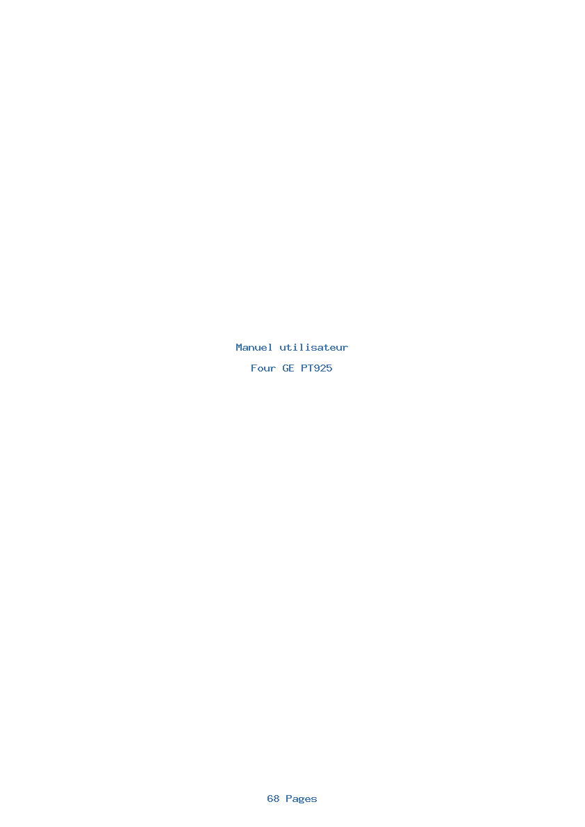 Page 1 de la notice Manuel utilisateur GE PT925