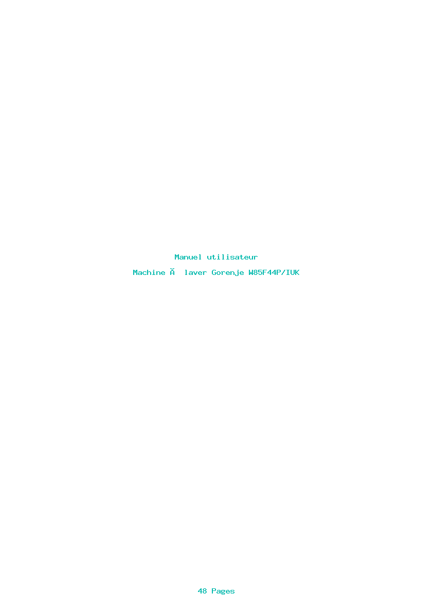 Page 1 de la notice Manuel utilisateur Gorenje W85F44P/IUK
