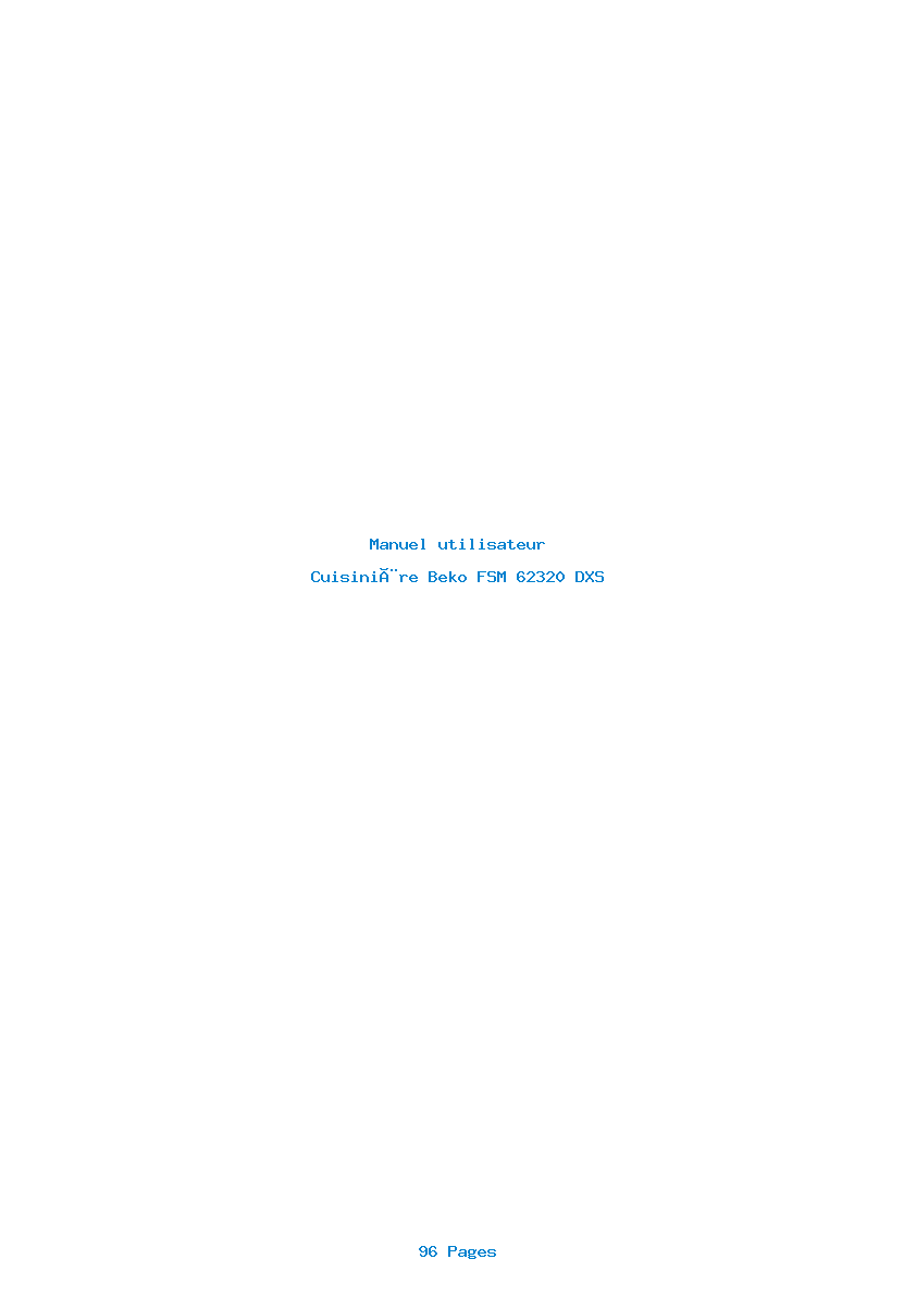 Page 1 de la notice Manuel utilisateur Beko FSM 62320 DXS
