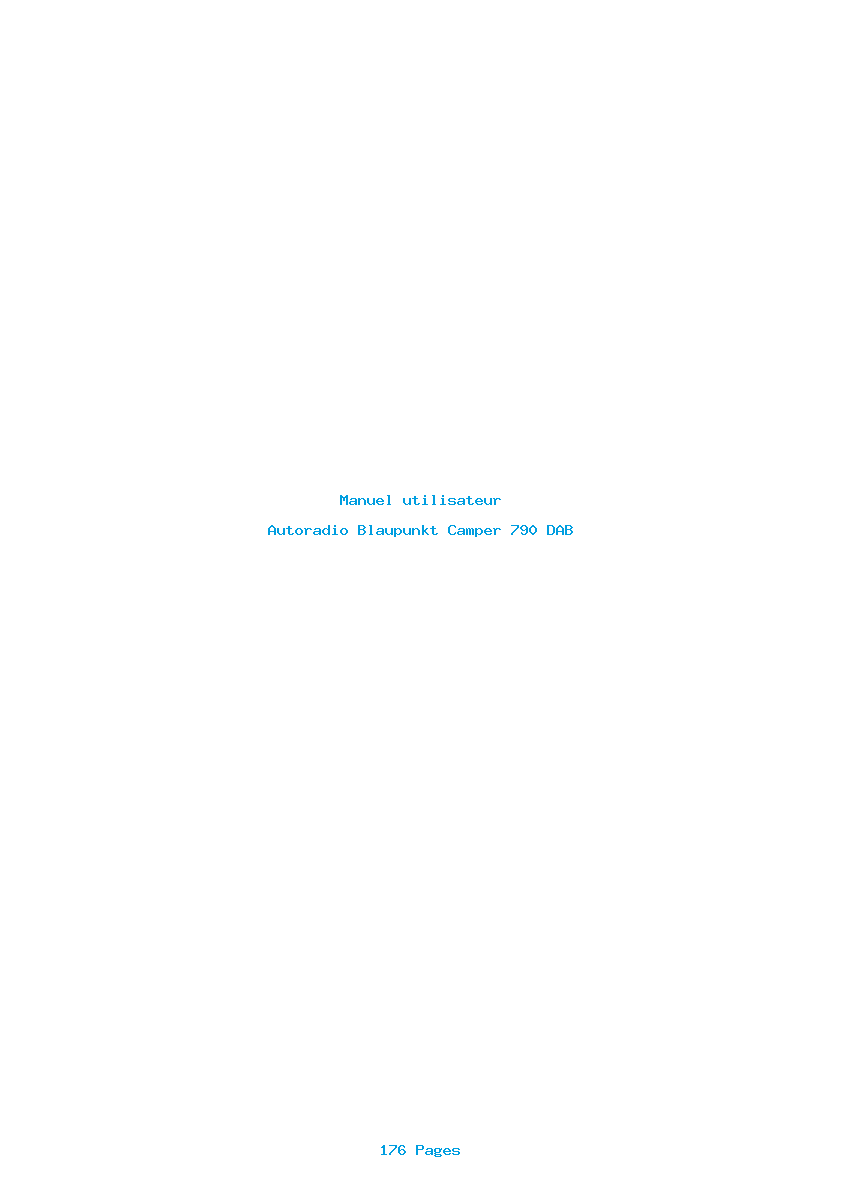 Page 1 de la notice Manuel utilisateur Blaupunkt Camper 790 DAB