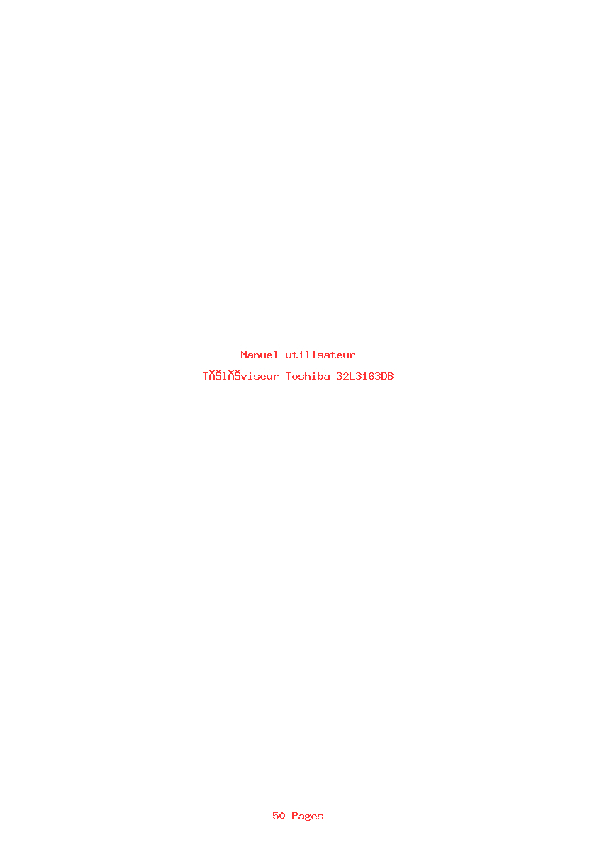 Page 1 de la notice Manuel utilisateur Toshiba 32L3163DB