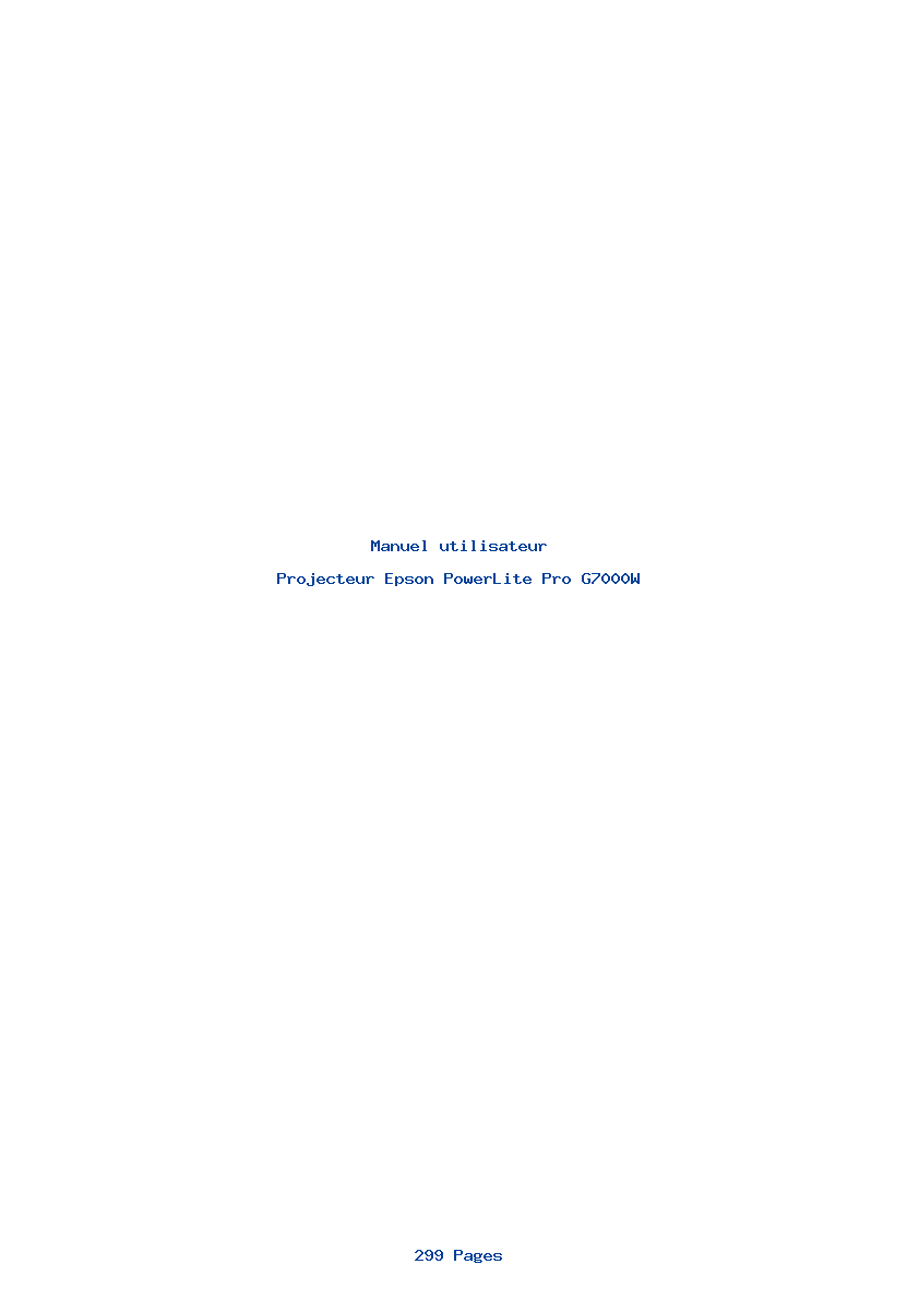 Page 1 de la notice Manuel utilisateur Epson PowerLite Pro G7000W