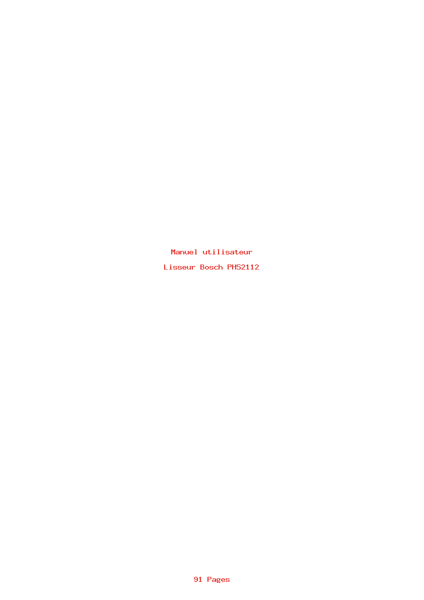 Page 1 de la notice Manuel utilisateur Bosch PHS2112