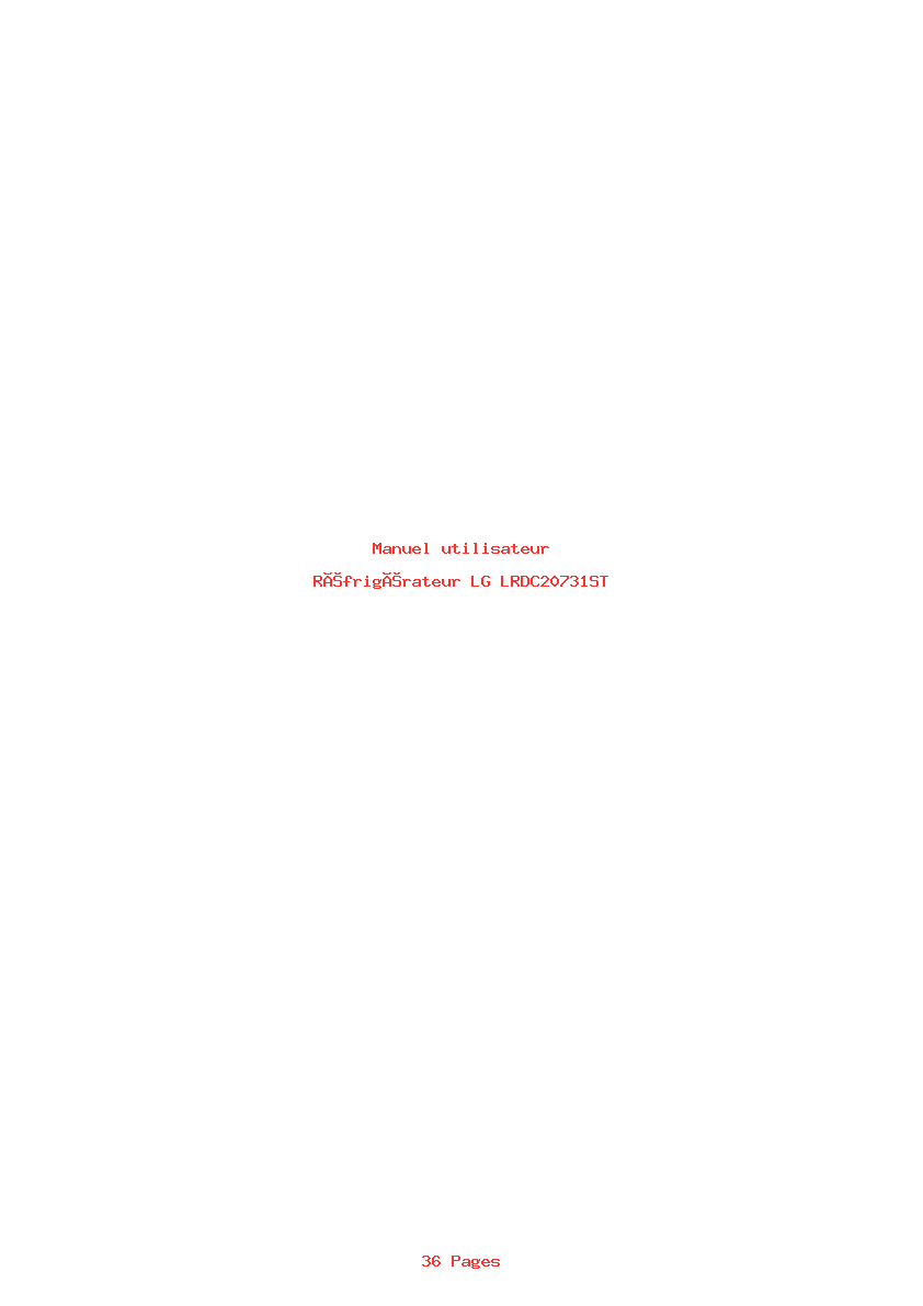 Page 1 de la notice Manuel utilisateur LG LRDC20731ST