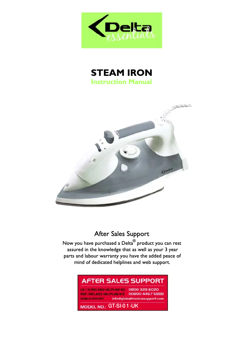 Page 1 de la notice Manuel utilisateur Delta GT-SI-01