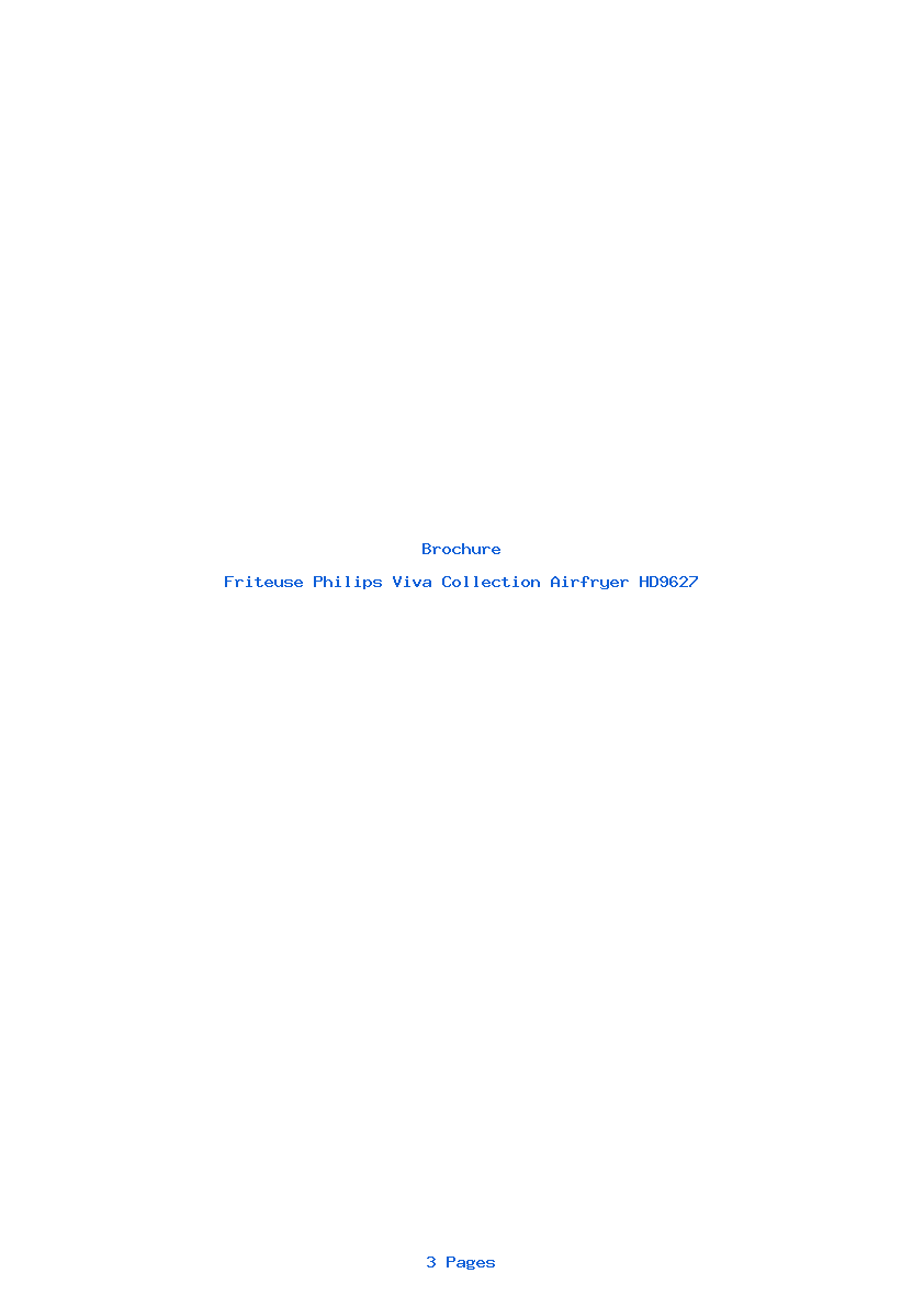 Page 1 de la notice Brochure Philips Viva Collection Airfryer HD9627