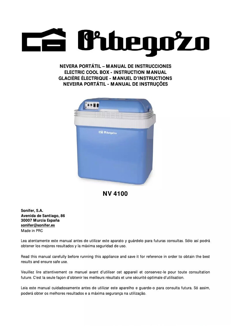 Page 1 de la notice Manuel utilisateur Orbegozo NV 4100 Box