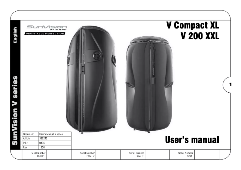 Page 1 de la notice Manuel utilisateur Alisun SunVision V Compact XL