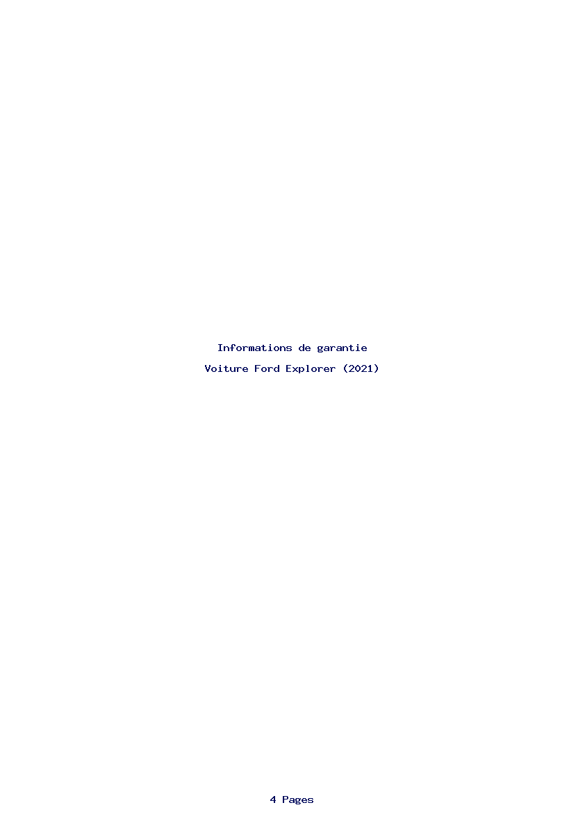 Page 1 de la notice Informations de garantie Ford Explorer (2021)