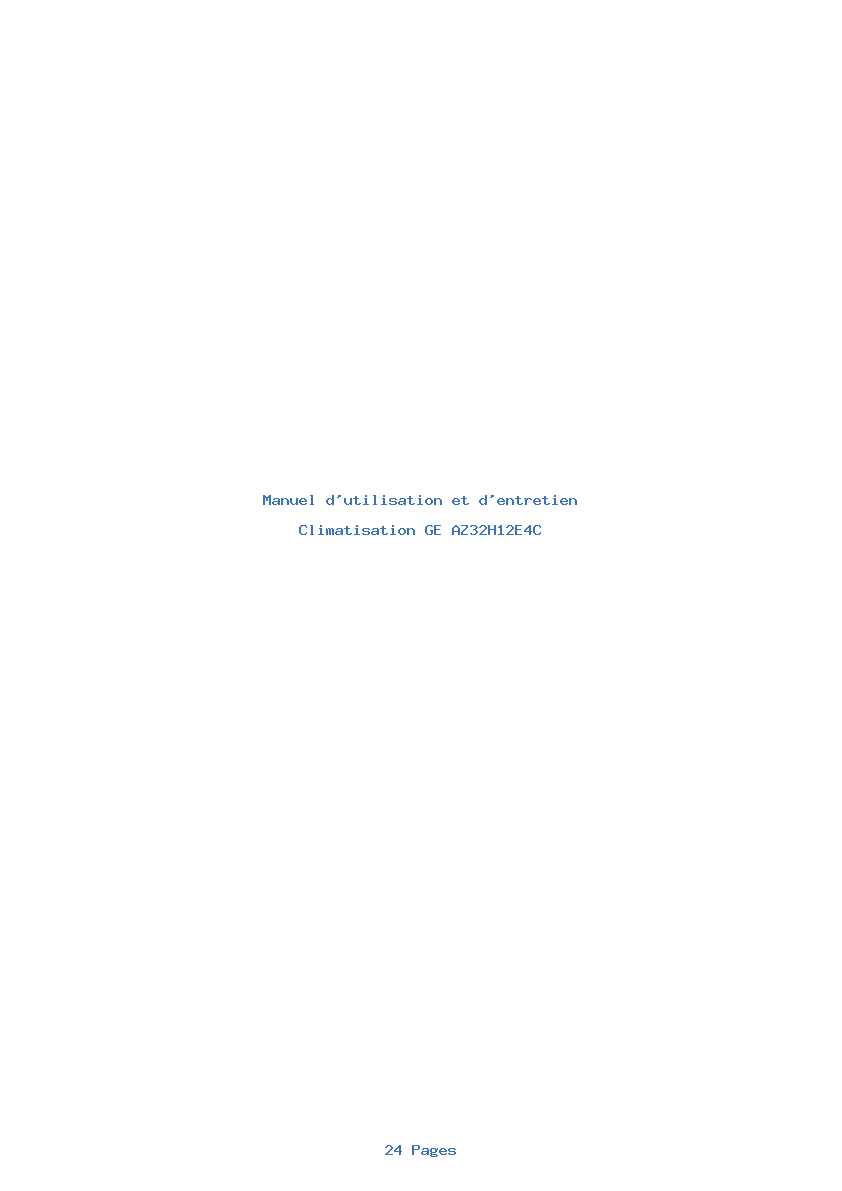 Page 1 de la notice Manuel d'utilisation et d'entretien GE AZ32H12E4C