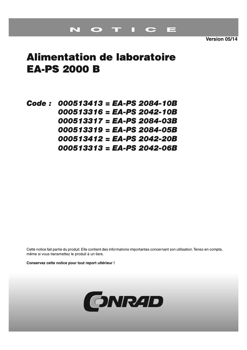 Page 1 de la notice Manuel utilisateur EA Elektro Automatik EA-PS 2042-20B