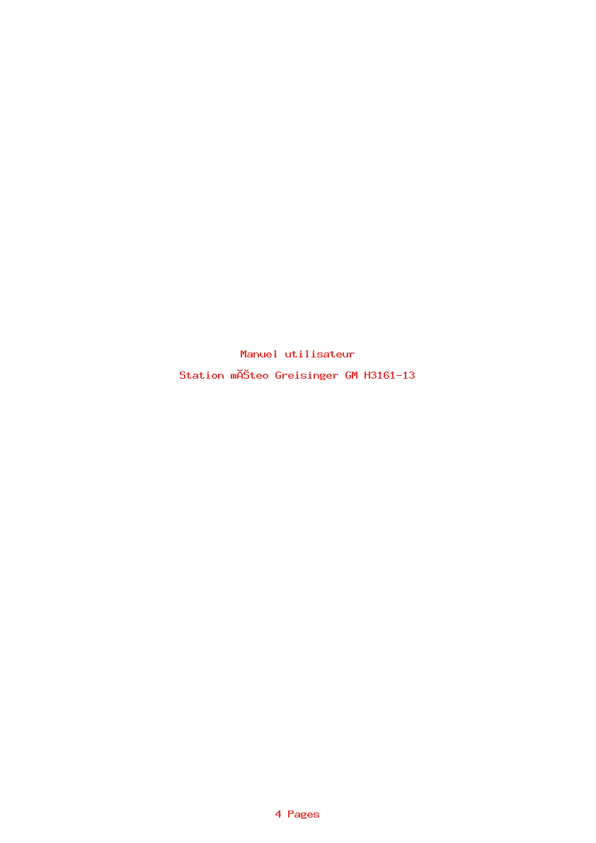 Page 1 de la notice Manuel utilisateur Greisinger GM H3161-13