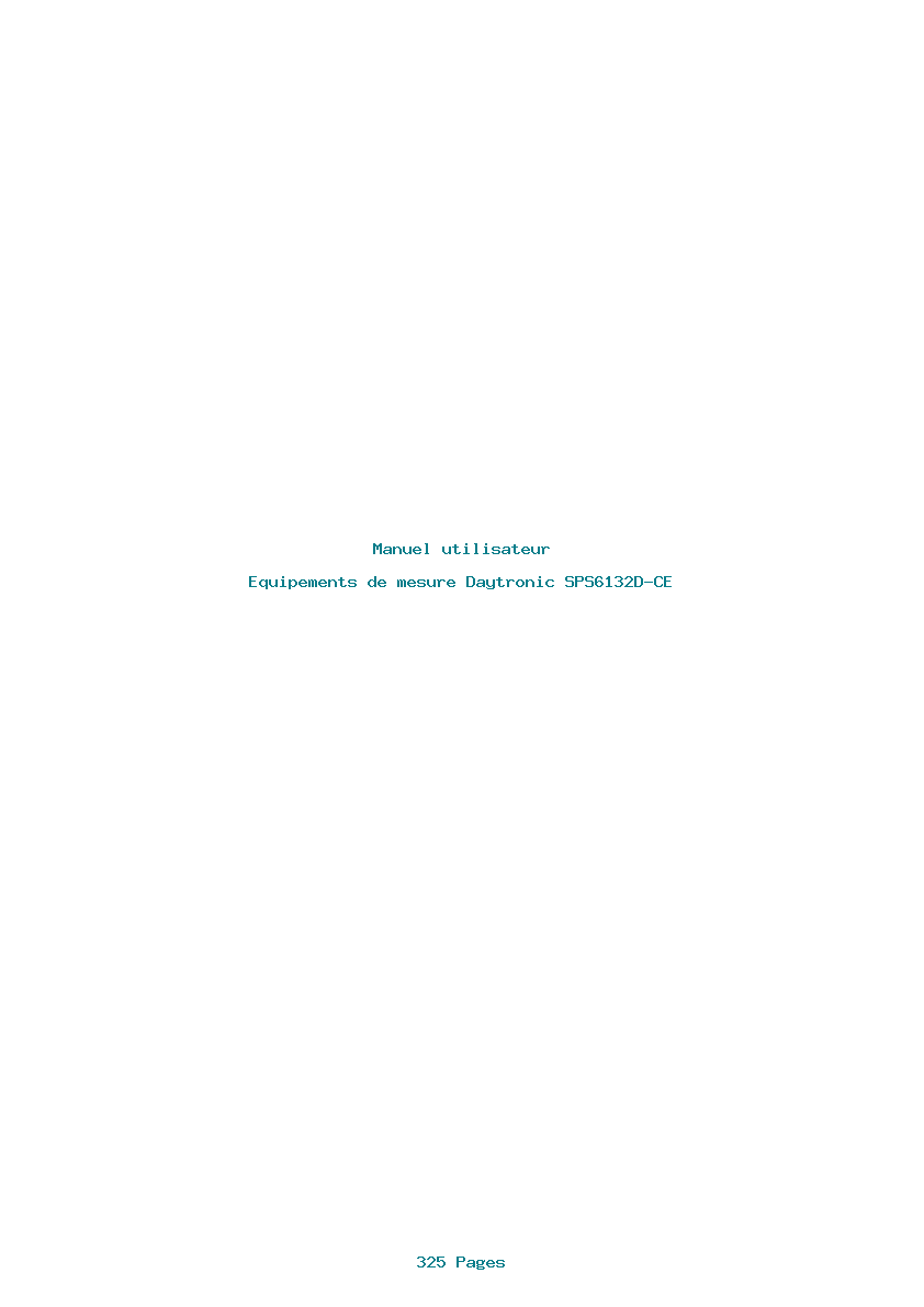 Page 1 de la notice Manuel utilisateur Daytronic SPS6132D-CE