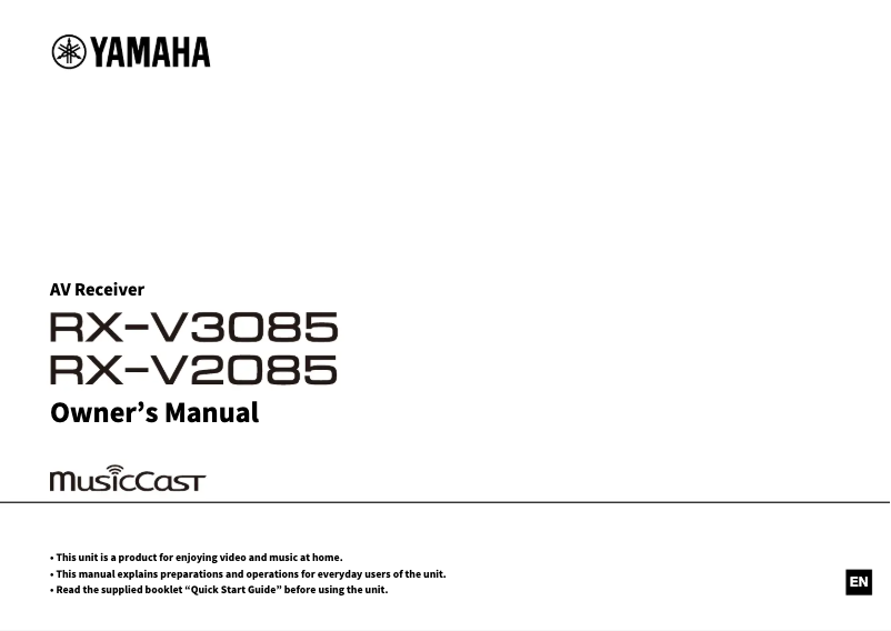 Page 1 de la notice Manuel utilisateur Yamaha RX-V2085