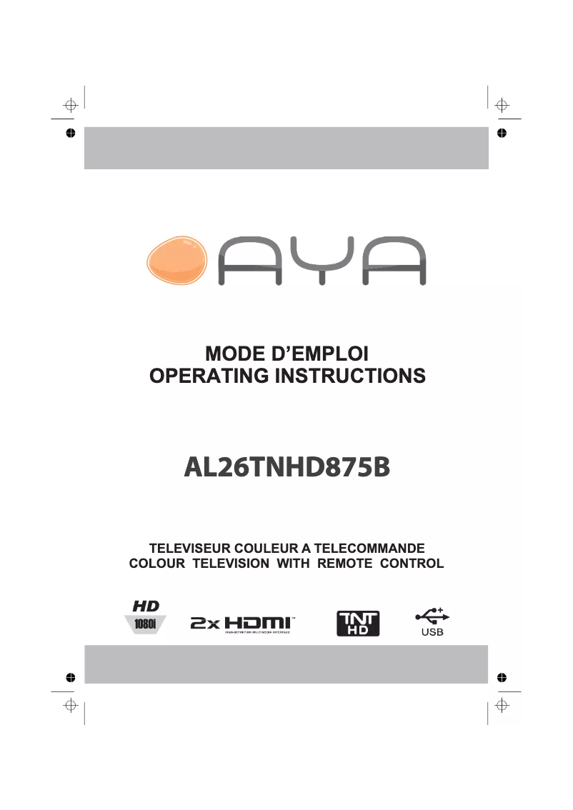 Page 1 de la notice Manuel utilisateur AYA AL26TNHD875B