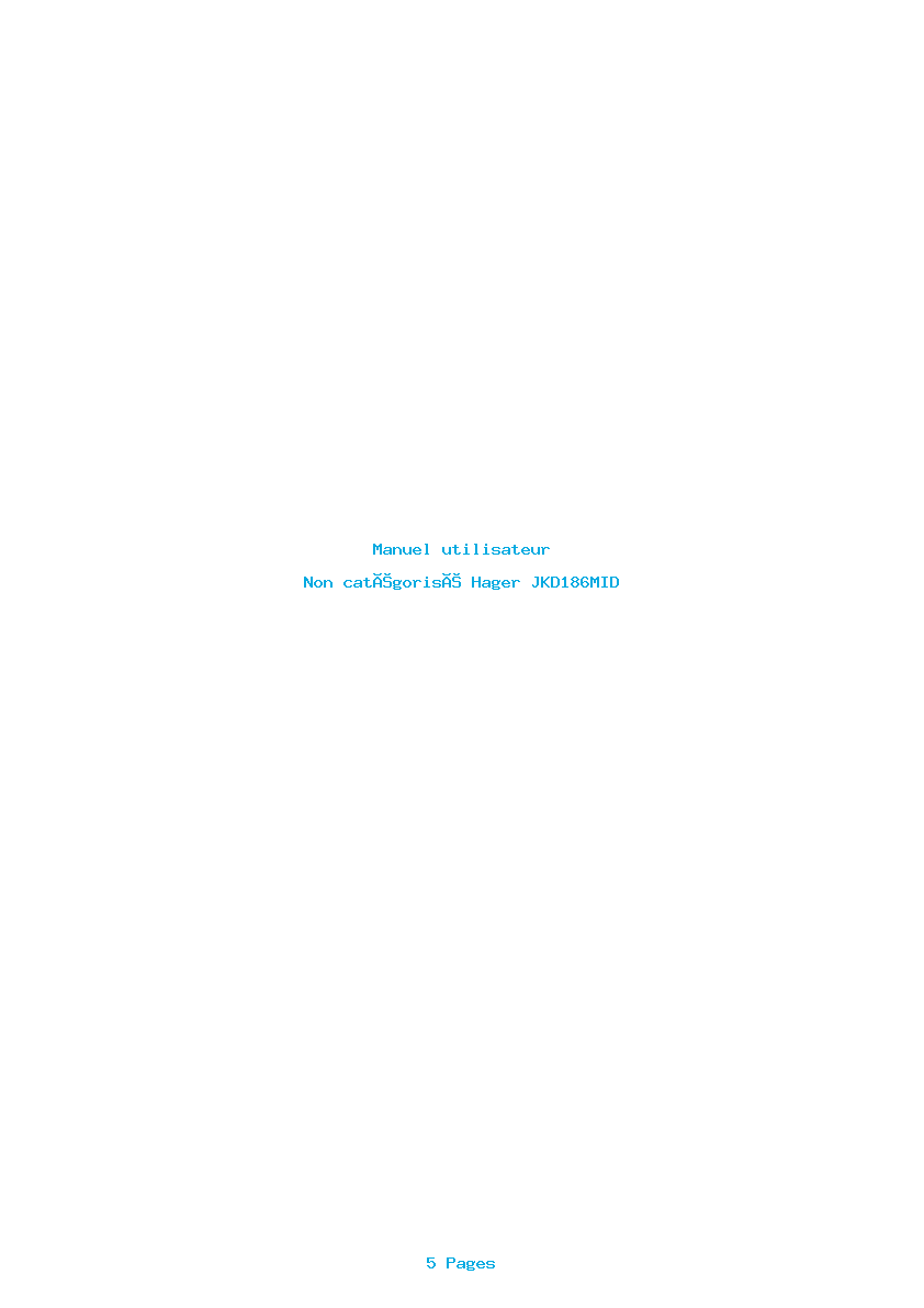 Page 1 de la notice Manuel utilisateur Hager JKD186MID