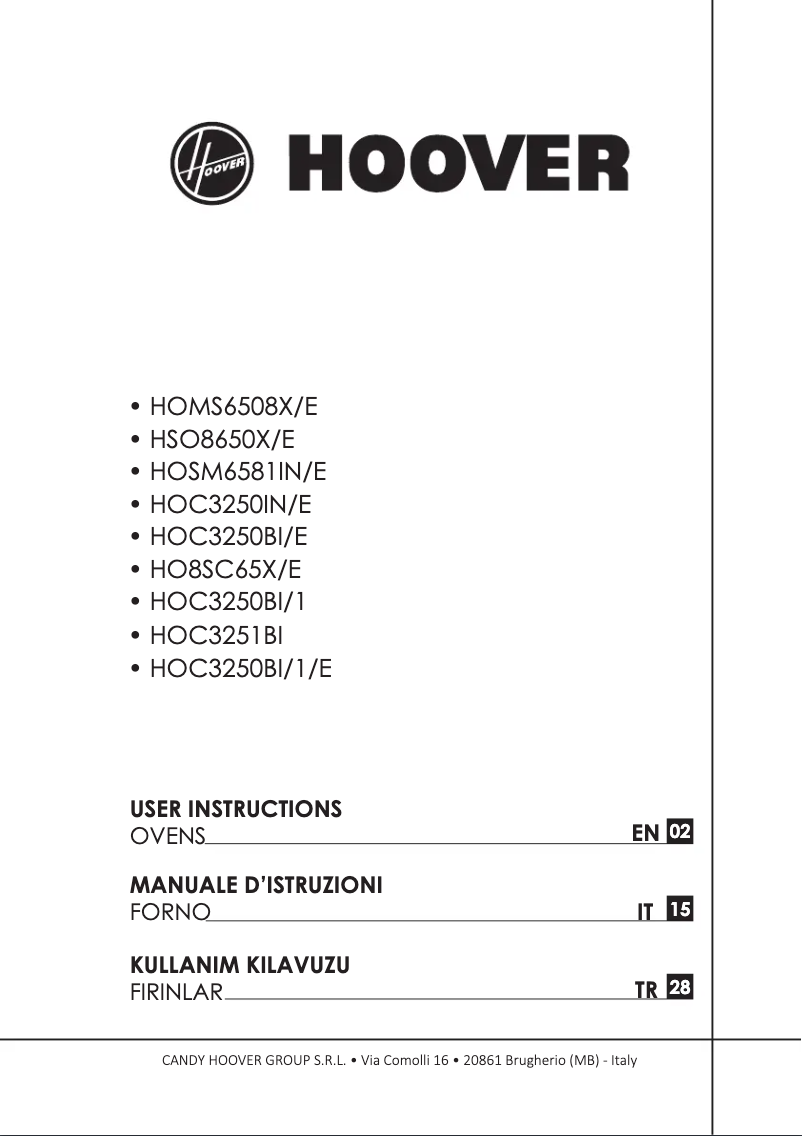 Page 1 de la notice Manuel utilisateur Hoover HOC3250BI/E