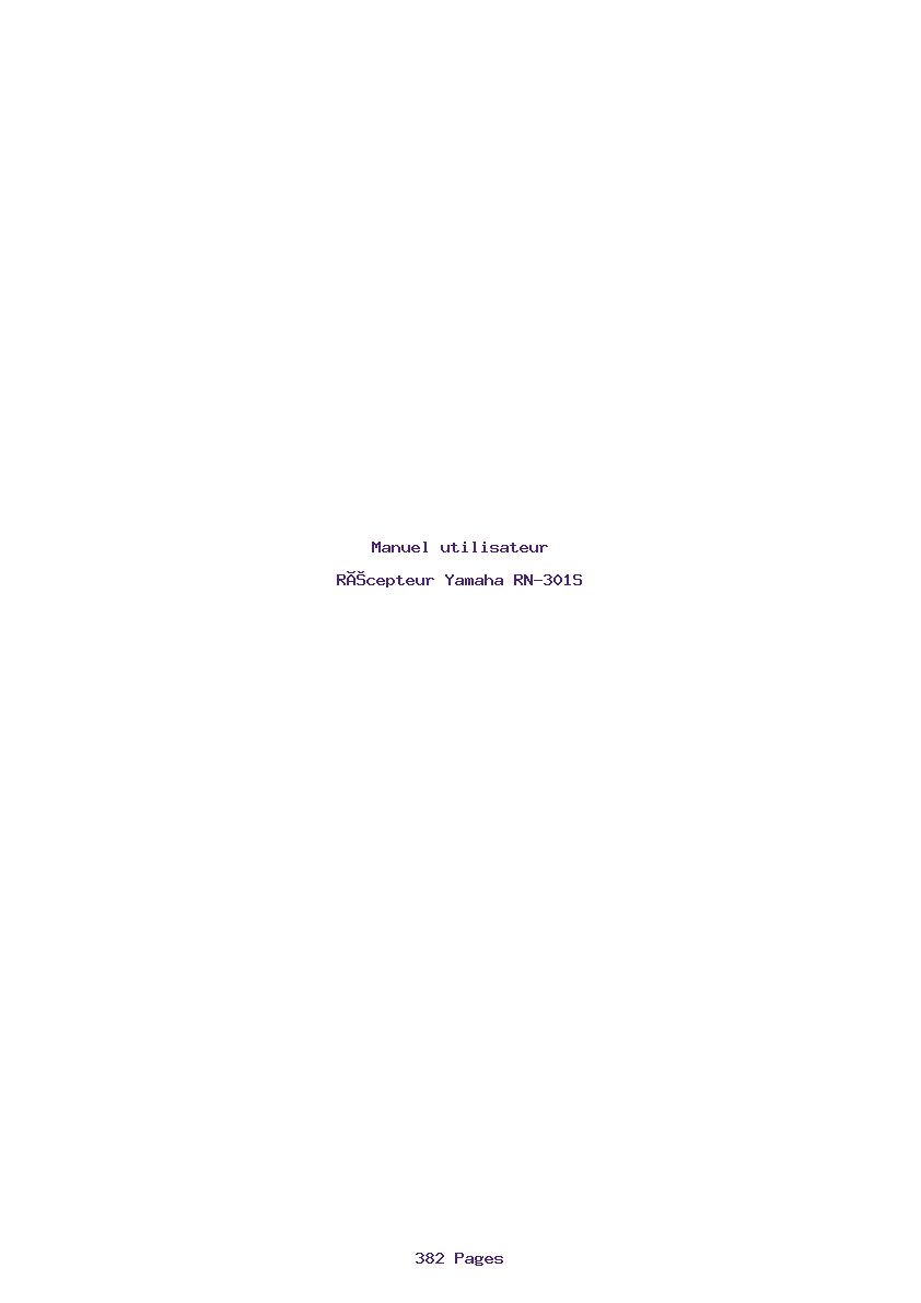 Page 1 de la notice Manuel utilisateur Yamaha RN-301S