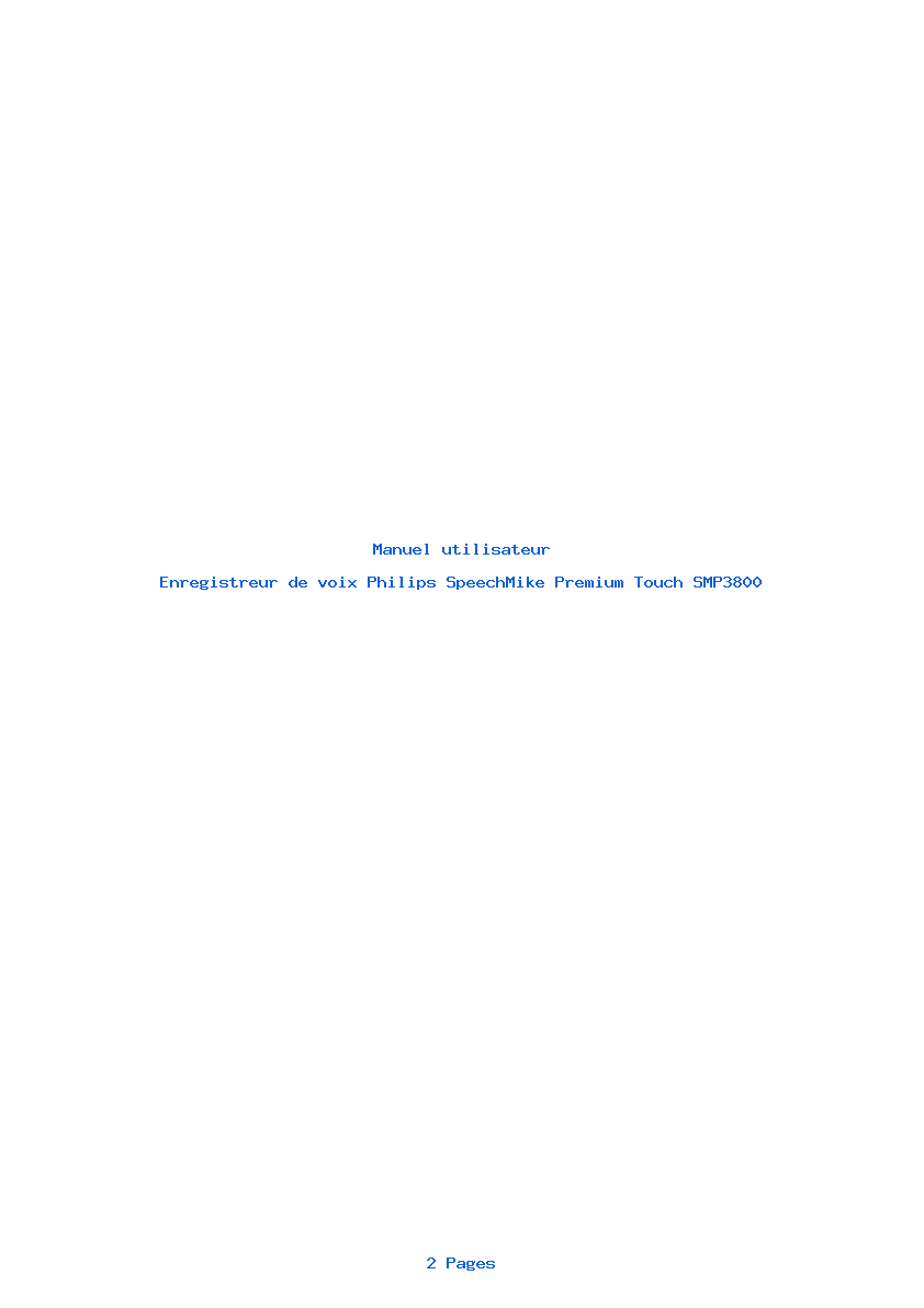 Page 1 de la notice Manuel utilisateur Philips SpeechMike Premium Touch SMP3800