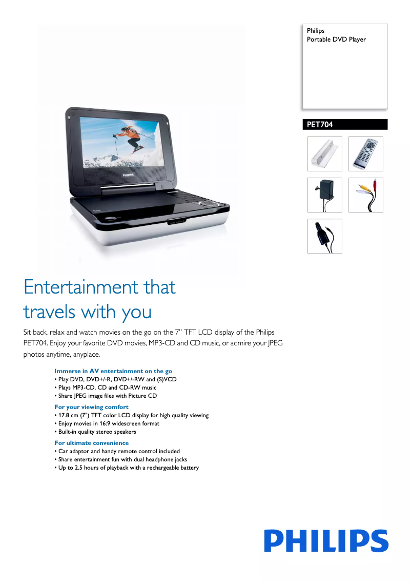 Página 1 del manual Folleto Philips PET704