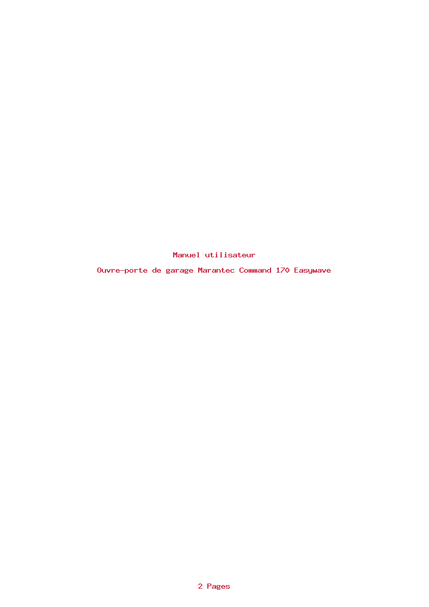 Page 1 de la notice Manuel utilisateur Marantec Command 170 Easywave