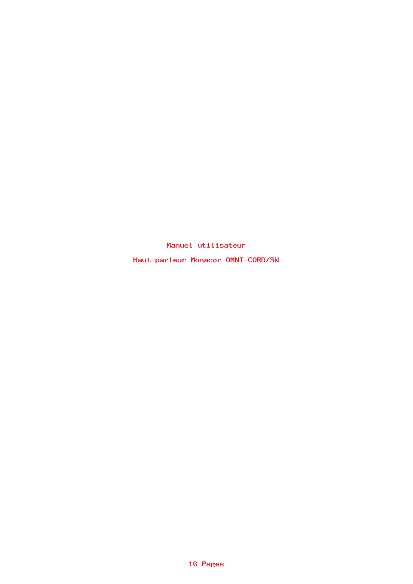 Page 1 de la notice Manuel utilisateur Monacor OMNI-CORD/SW