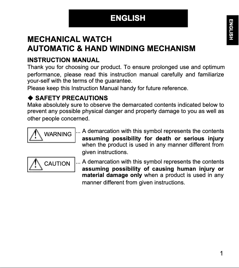 Page 1 de la notice Manuel utilisateur ORIENT Sports RA-EL0001B