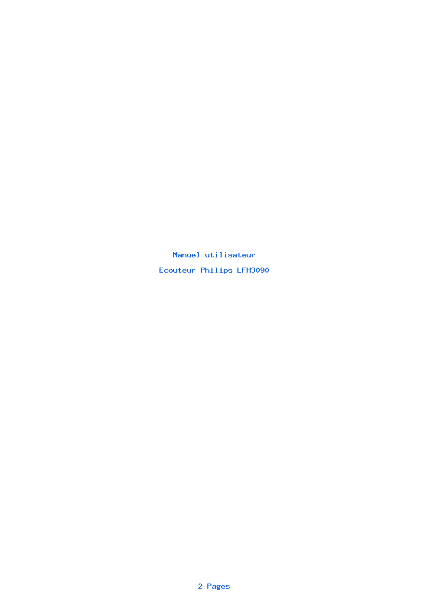 Page 1 de la notice Manuel utilisateur Philips LFH3090