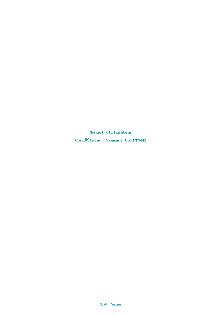 Page 1 de la notice Manuel utilisateur Siemens GS51NYW41