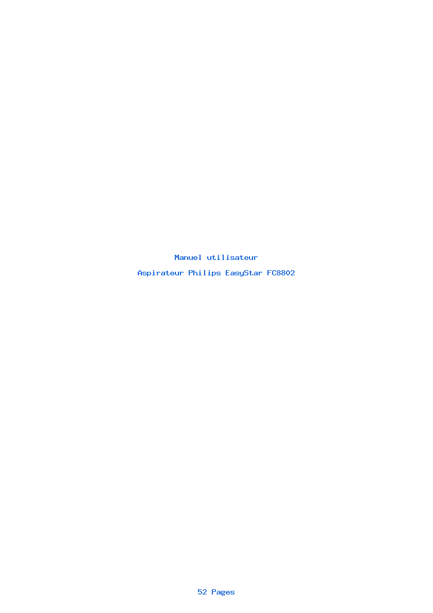 Page 1 de la notice Manuel utilisateur Philips EasyStar FC8802