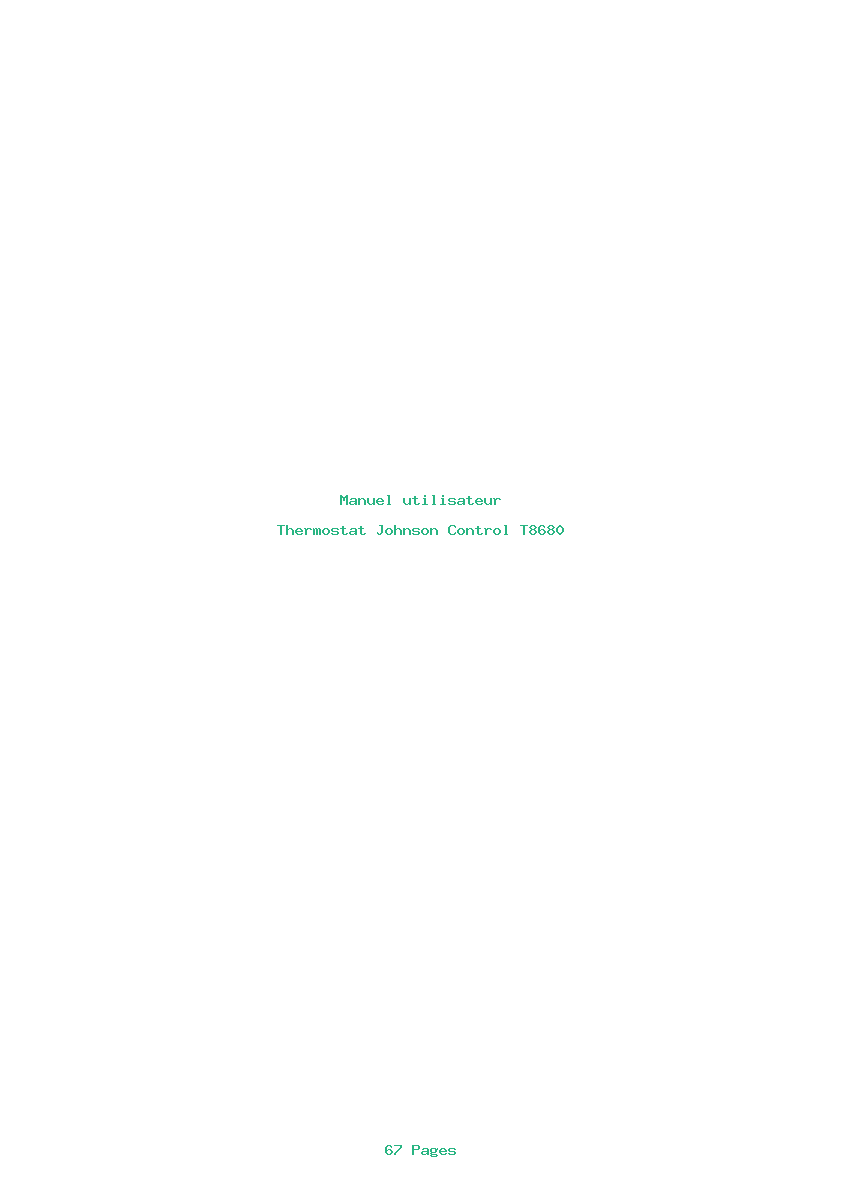 Page 1 de la notice Manuel utilisateur Johnson Control T8680