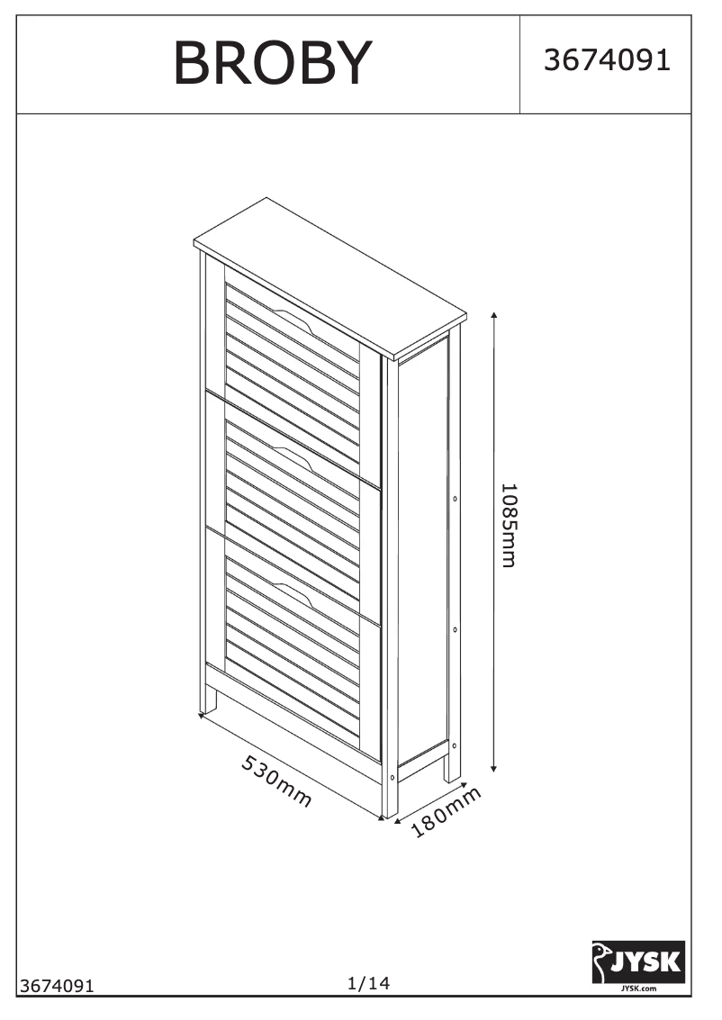 Page 1 de la notice Manuel utilisateur JYSK Broby (53x109x18)