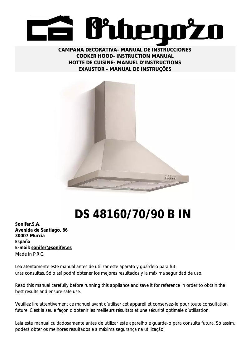 Page 1 de la notice Mode d'emploi Orbegozo DS 48190 B IN