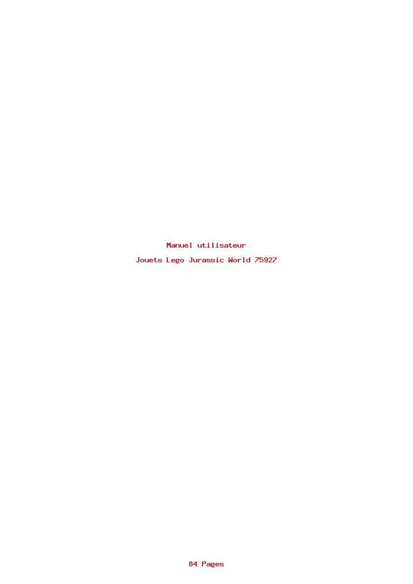 Page 1 de la notice Manuel utilisateur Lego Jurassic World 75927