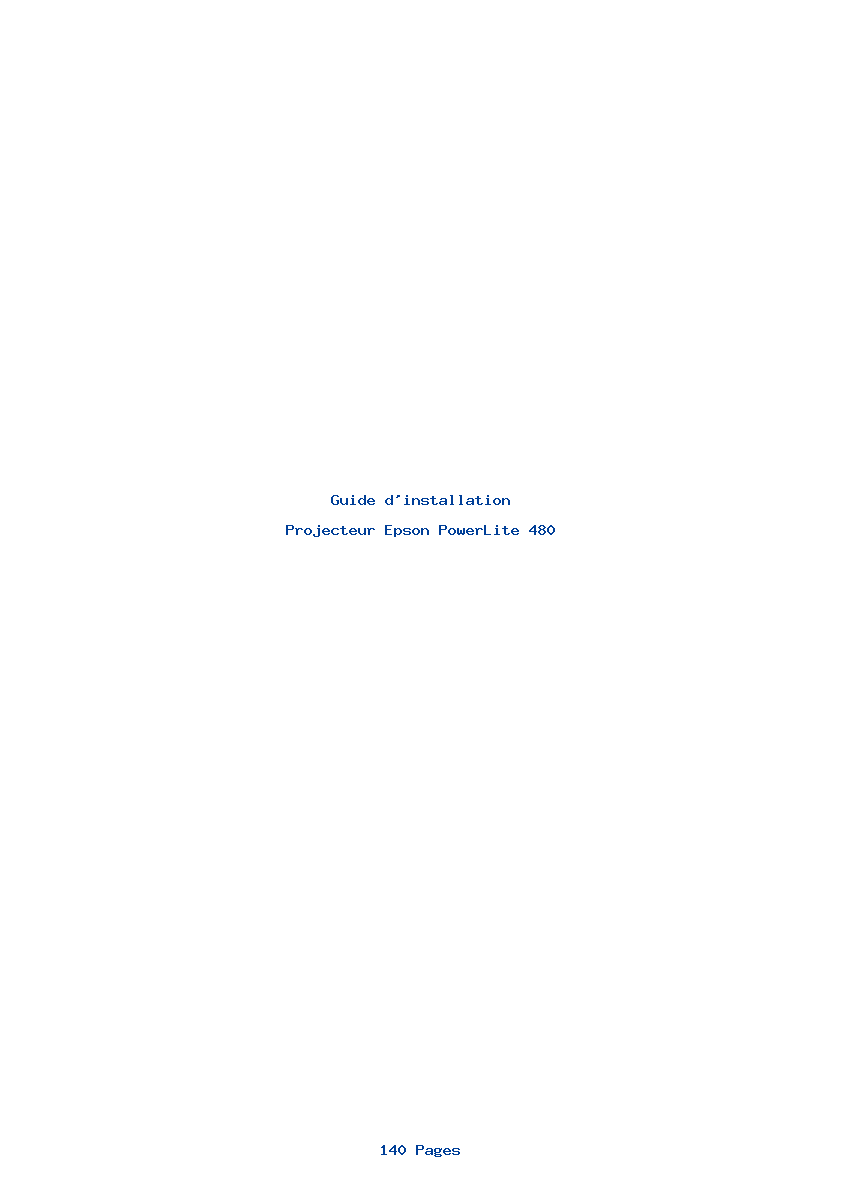 Page 1 de la notice Guide d'installation Epson PowerLite 480