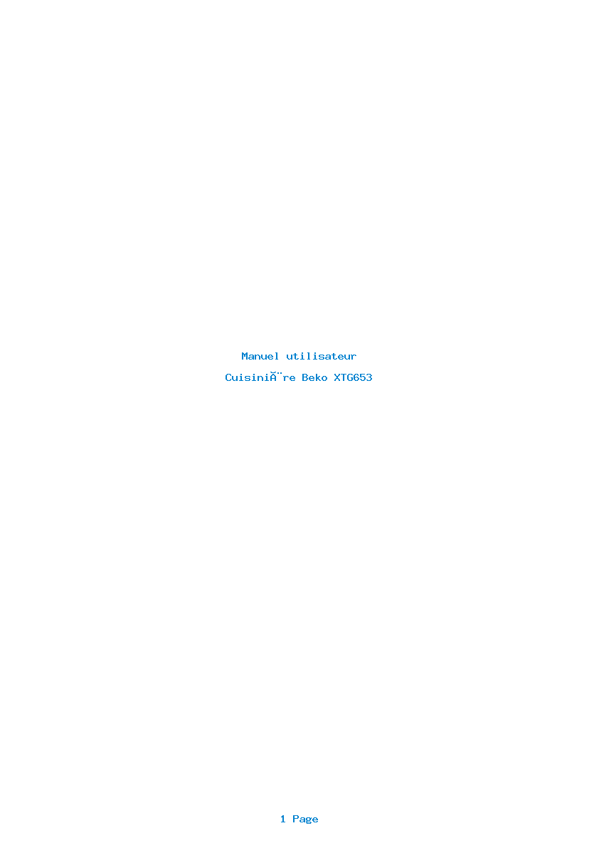Page 1 de la notice Manuel utilisateur Beko XTG653
