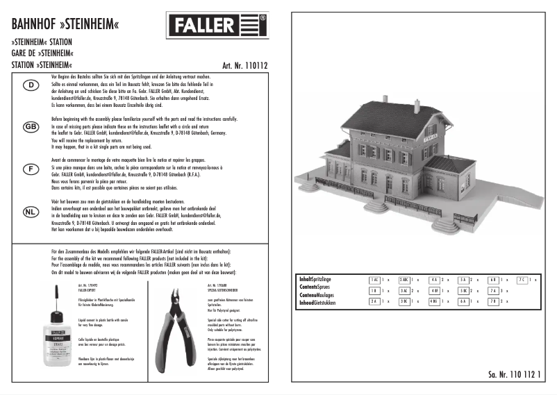 Page 1 de la notice Manuel utilisateur Faller 110112