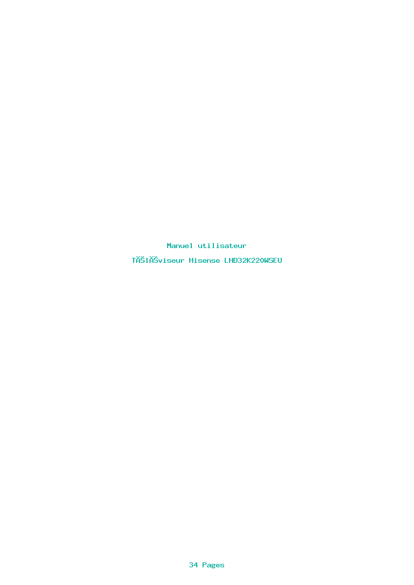 Page 1 de la notice Manuel utilisateur Hisense LHD32K220WSEU
