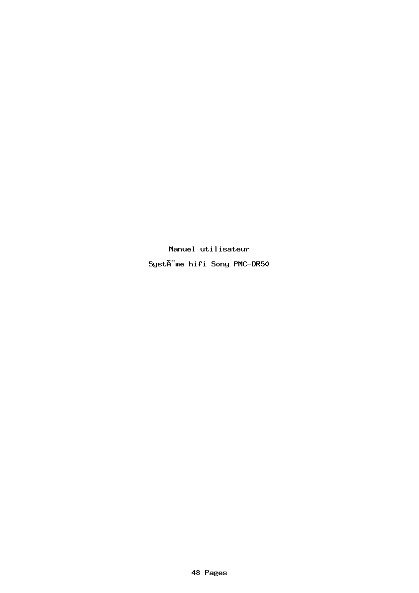 Page 1 de la notice Manuel utilisateur Sony PMC-DR50