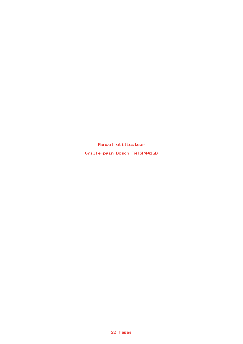 Page 1 de la notice Manuel utilisateur Bosch TAT5P441GB