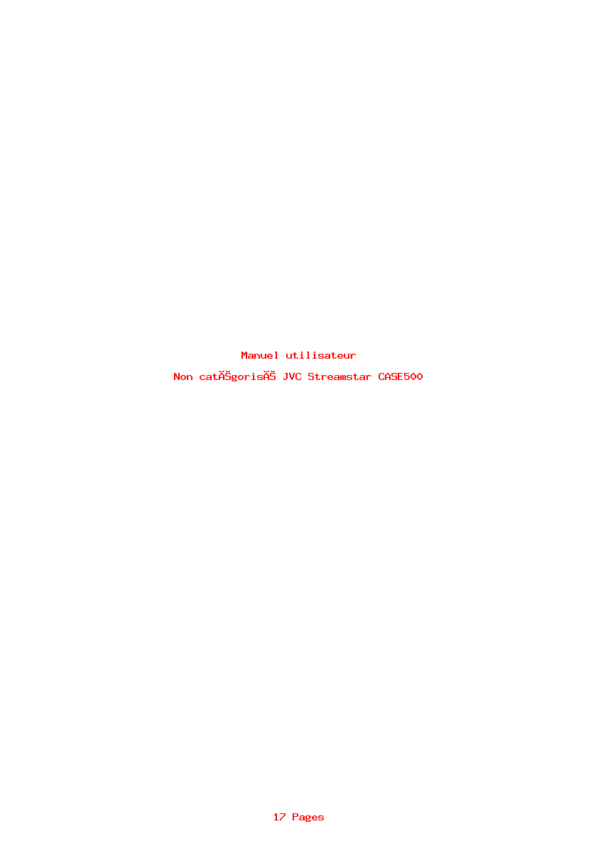 Page 1 de la notice Manuel utilisateur JVC Streamstar CASE500
