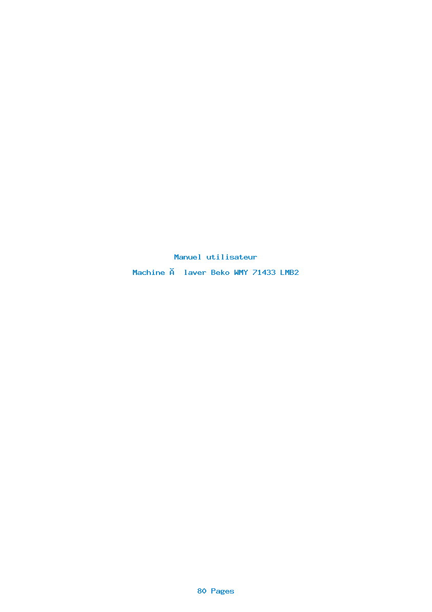 Page 1 de la notice Manuel utilisateur Beko WMY 71433 LMB2