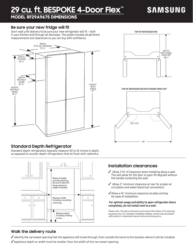 Página 1 del manual Guía de medición Samsung RF29A9675AP