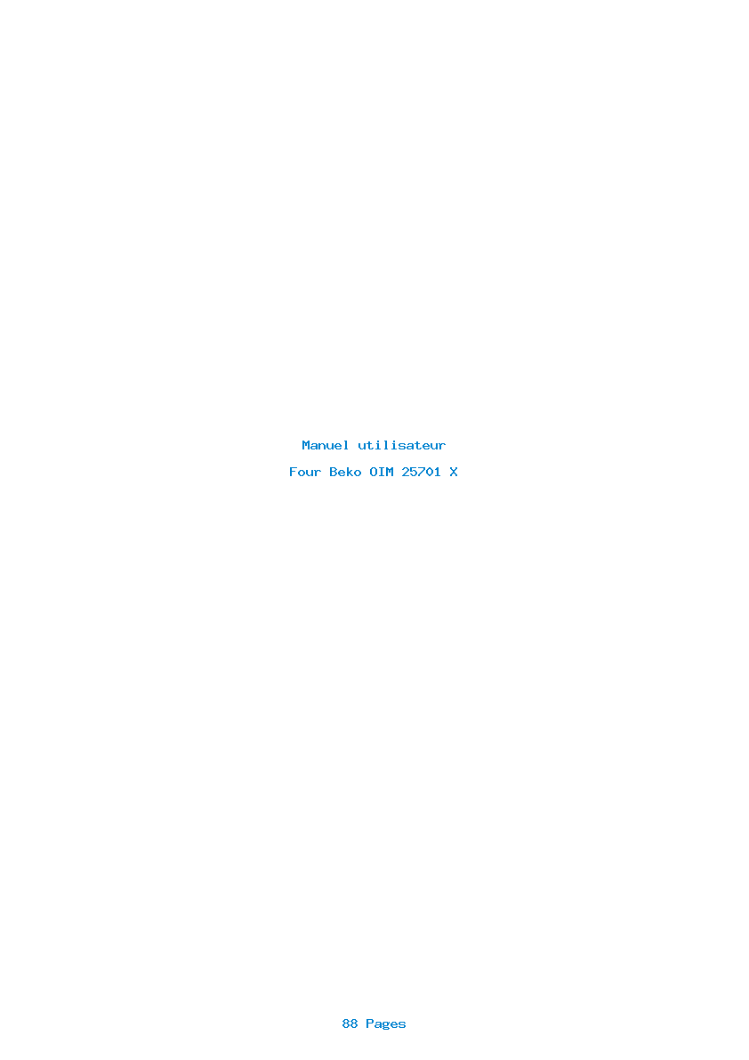 Page 1 de la notice Manuel utilisateur Beko OIM 25701 X