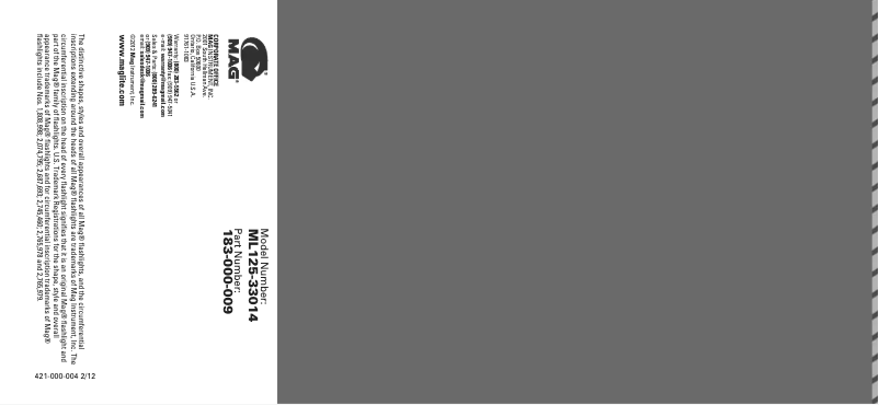 Page 1 of the manual User Manual Maglite ML125